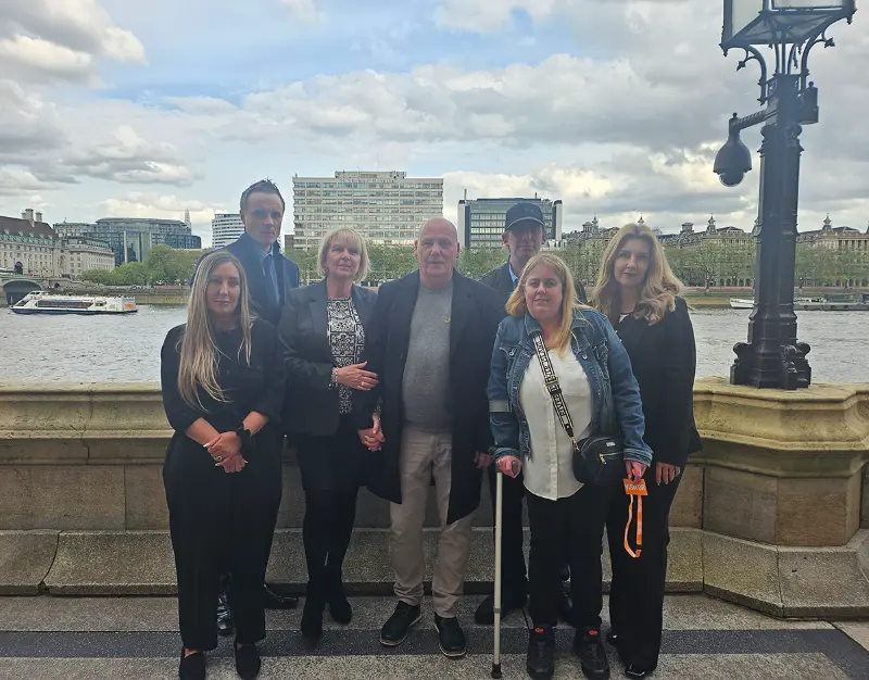 Survivors of the Nottingham Attacks outside Westminster, London