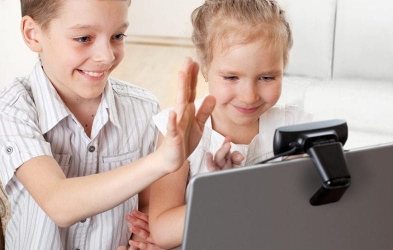children Skyping parent