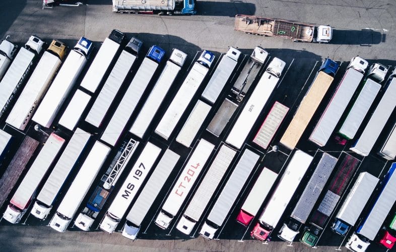 Lorries aerial view