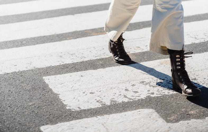 Pedestrian crossing road