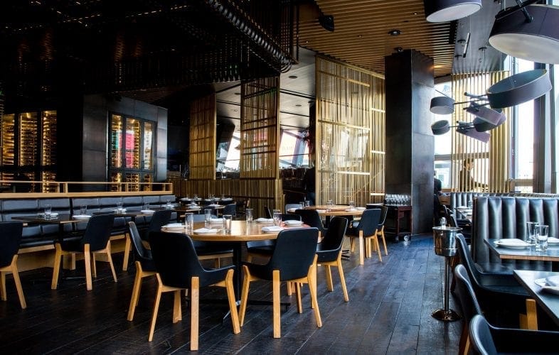 An empty, up-market restaurant.